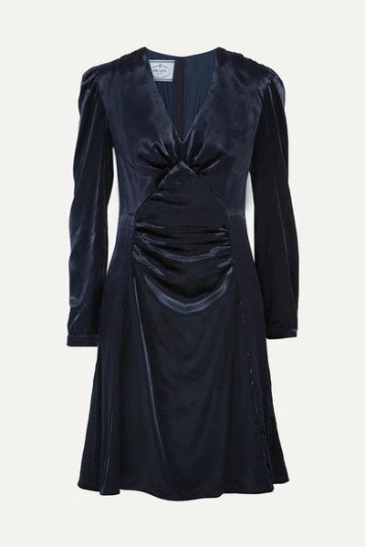 prada blu velvet dress|PRADA Ruched velvet dress .